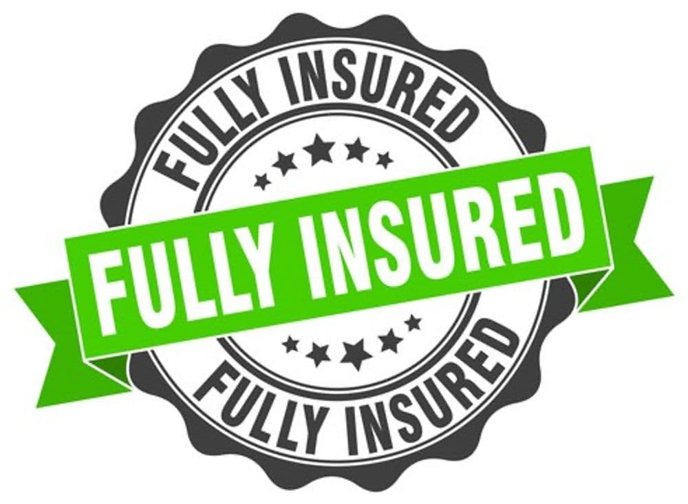 Fully Insured stamp in green and black with stars, indicating comprehensive insurance coverage.